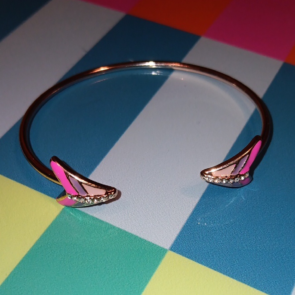 Chic Pink and Gold Open Cuff Bracelet (A)
